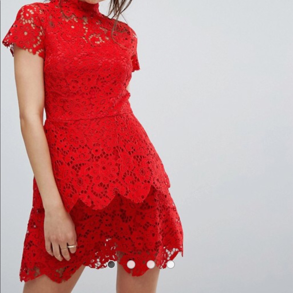 Missguided Lace Red Dress